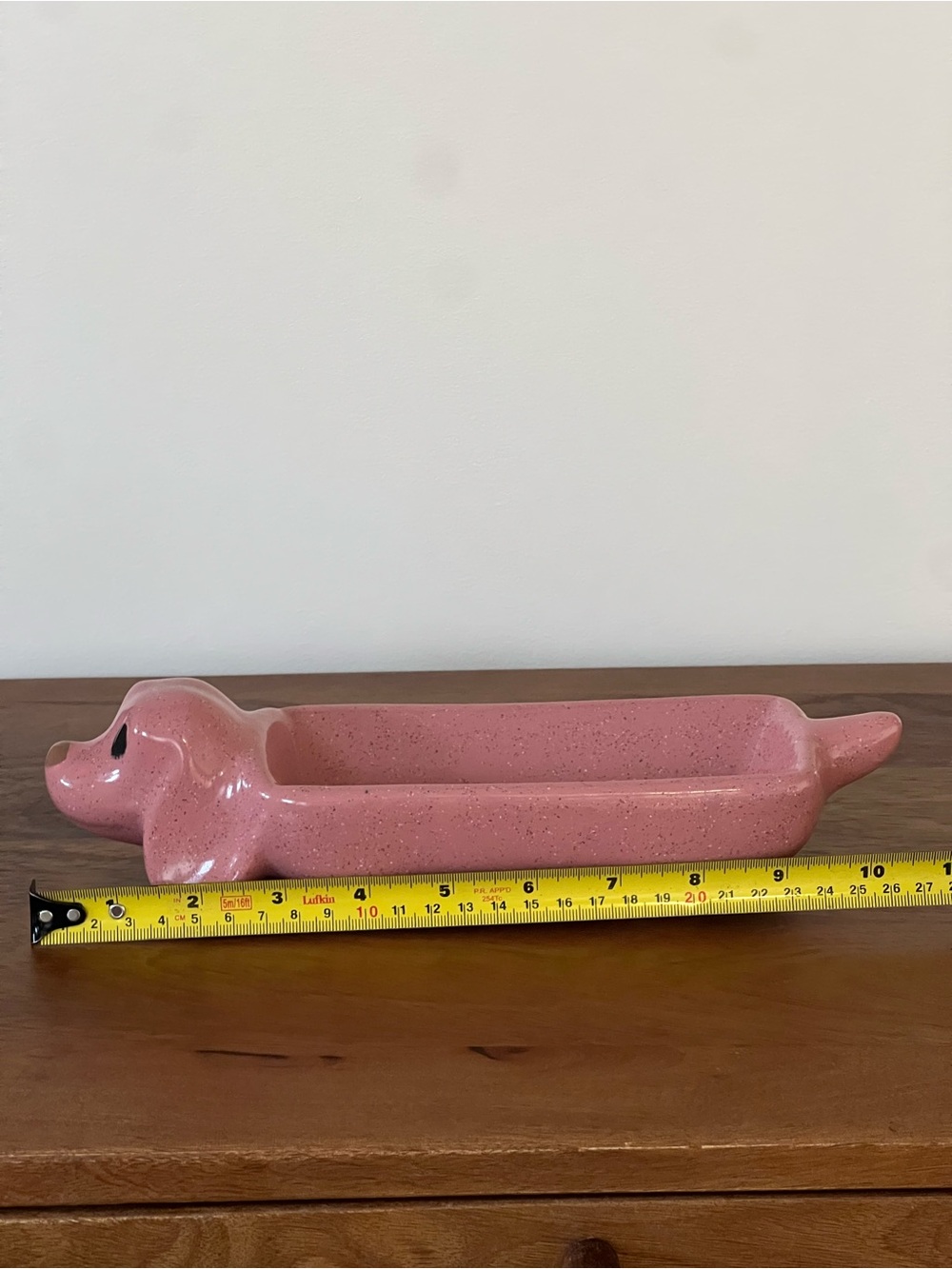 Vintage MCM Pink Speckled Ceramic Dachshund Trinket Dish - Picture 10 of 13